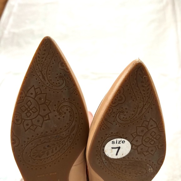 Jon Joseph David Natural Lrather and Fabric Cream Red Flats SZ 7 Worn 1X - Picture 12 of 14